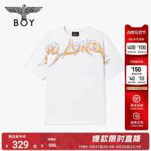 情侣款 BOYLONDON潮牌短袖 白色LOGO设计宽松T恤N01904 夏季