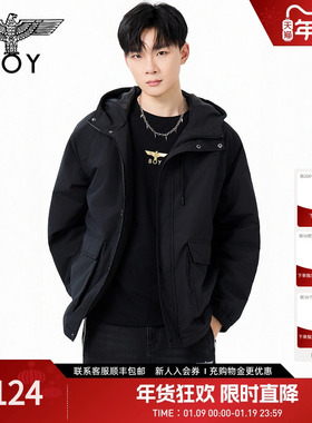 BOYLONDON棉服冬季工装风刺绣男女同款棉衣通勤帅气外套N29007