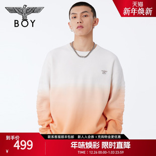 吊染立体提花宽松针织衫 BOYLONDON春男女同款 N60002 落日余晖