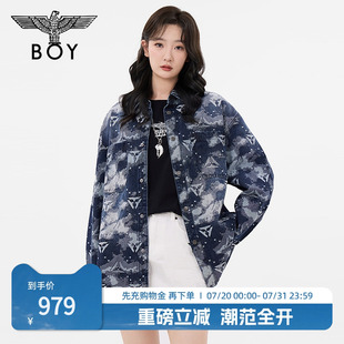外套三鷹標(biāo)提花牛仔潮牌寬松襯衫 BOYLONDON春情侶款 N21018