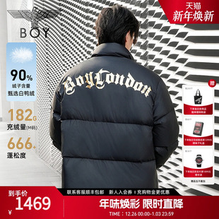 N28912 BOYLONDON冬烫金黑色保暖90绒短羽绒服男女款 哥特世家