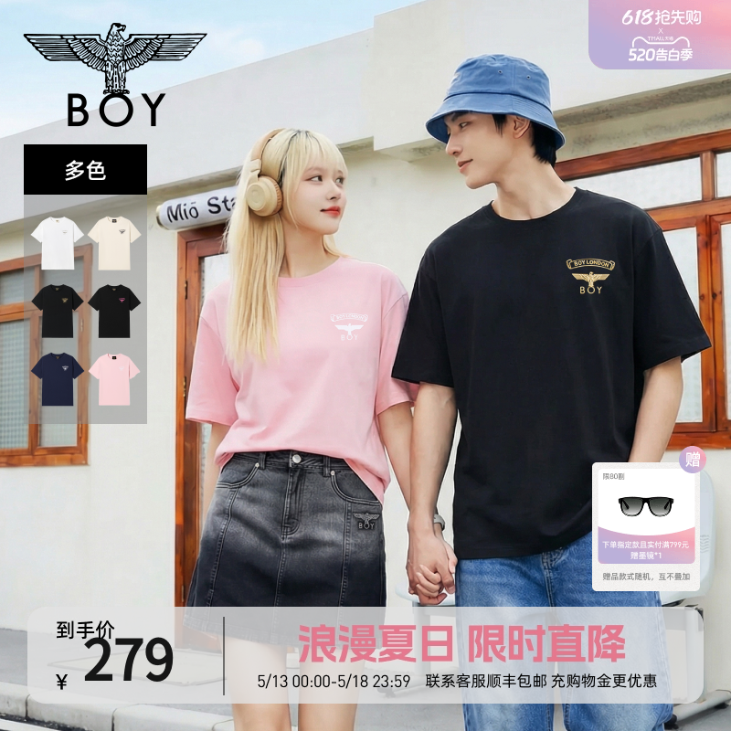 【小LOGO】BOYLONDON夏季情侣款简约小logo休闲短袖