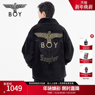 BOYLONDON冬情侣款 黑金重工刺绣朋克潮酷保暖外套N23021
