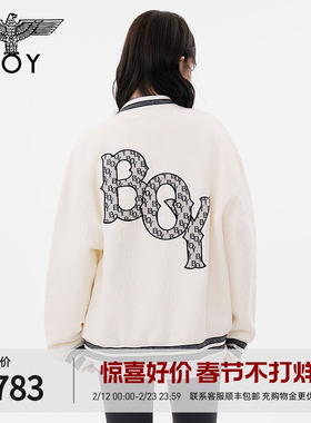 BOYLONDON春季男女同款外套简约提花时尚棒球领潮牌夹克N12010