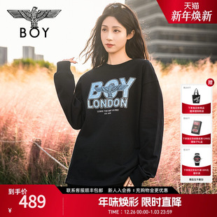 BOYLONDON情侣装 潮牌卫衣圆领套头光变印花宽松上衣N03910 春季