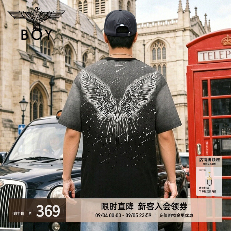 【星穹漫溯】BOYLONDON流星翅膀纯棉短袖2026年夏季男女T恤N01907图片