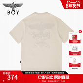 BOYLONDON植绒做旧复古潮牌针织休闲短袖 春夏男女同款 T恤N01142