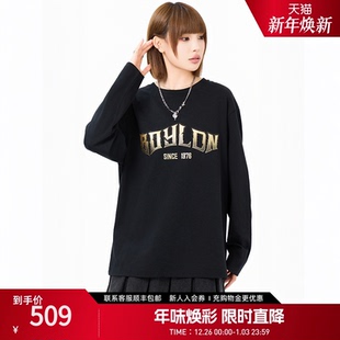 潮牌情侣烫金印花圆领长袖 时尚 T恤N00024 春季 BOYLONDON2025新款