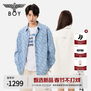 BOYLONDON字母满印牛仔衬衫2026年春季男女新款休闲外套N48001