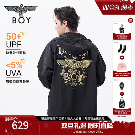 BOYLONDON新款男女同款潮牌印花宽松防晒连帽外套夹克N23803