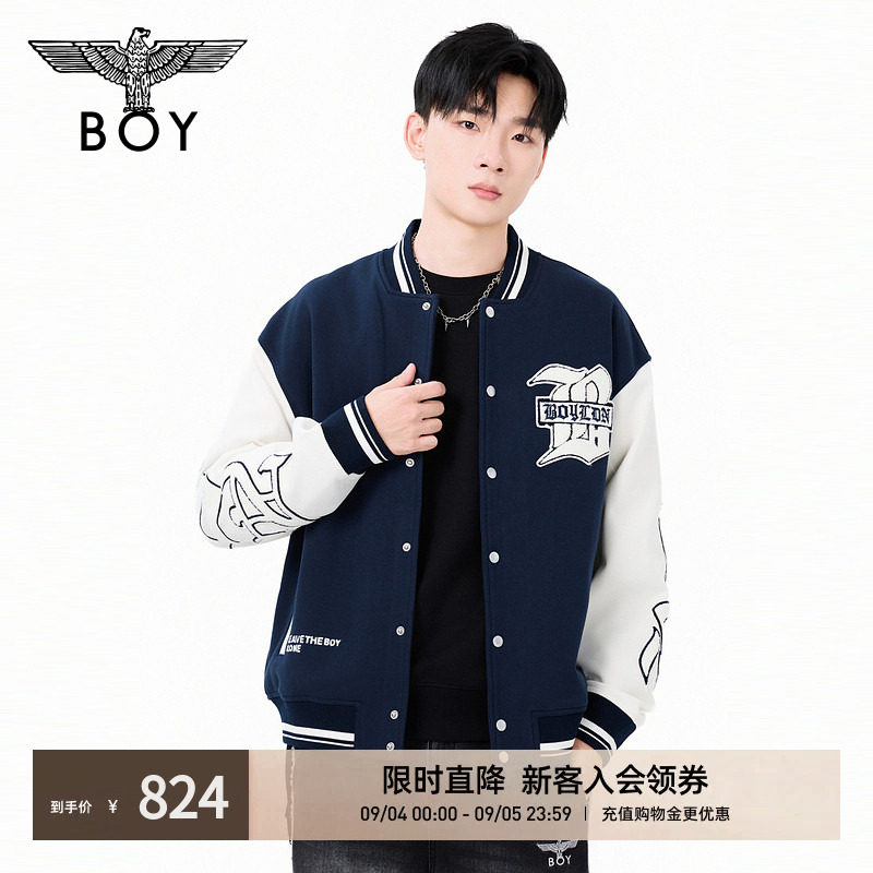 BOYLONDON秋季男女同款百搭休闲风潮牌棒球夹克外套N12011