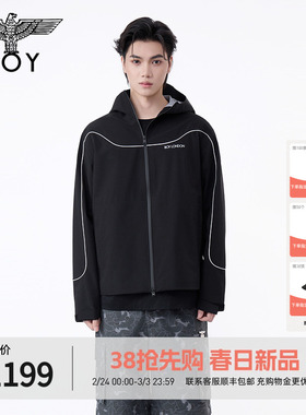BOYLONDON修身裁剪时尚休闲连帽上衣2026春夏新款男女外套M23048