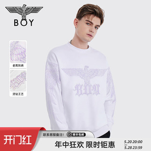 长袖 BOYLONDON秋冬男女同款 老鹰翅膀刺绣高街朋克圆领卫衣N03901