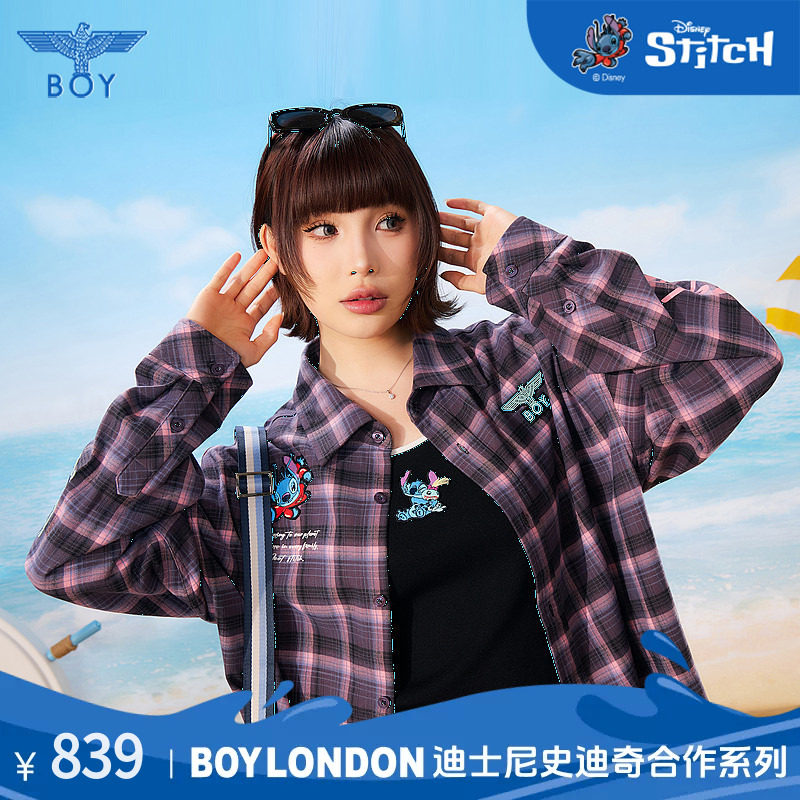 【迪士尼史迪奇合作系列】BOYLONDON格子印花休闲潮牌衬衫N21044