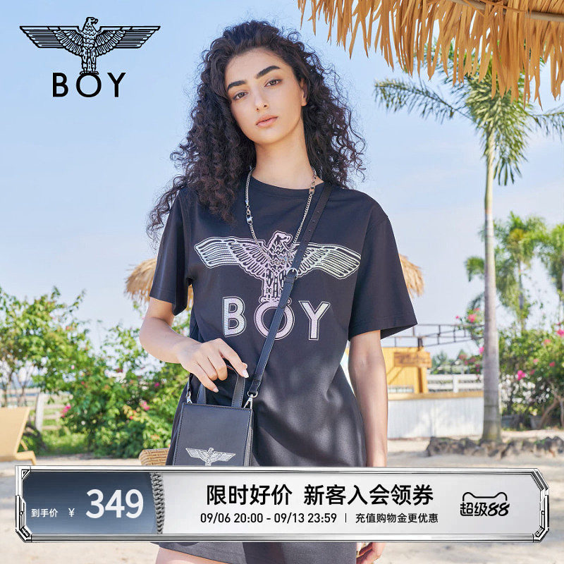 【极光恋人】BOYLONDON夏季印花烫钻宽松休闲百搭连衣裙W17001图片