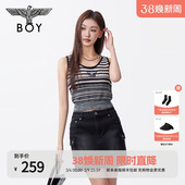 BOYLONDON女士夏季 背心上衣W20001 辣妹穿搭条纹针织无袖