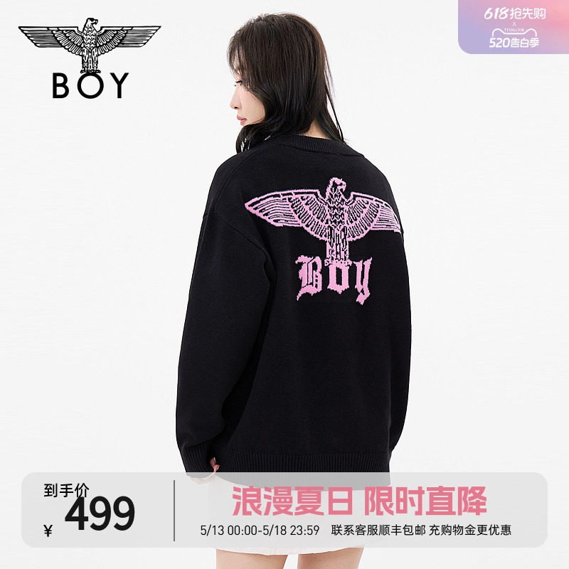 【绚烂烟火】BOYLONDON春撞色大V领毛衣针织学院开衫外套N