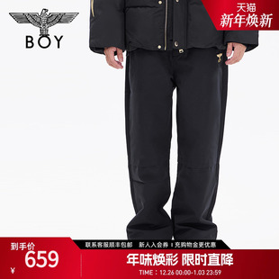 黑金logo印章柔软透气长裤 运动裤 N34803 情侣款 BOYLONDON春季