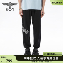 BOYLONDON长裤情侣款印花嘻哈高街时尚黑色休闲卫裤N15008