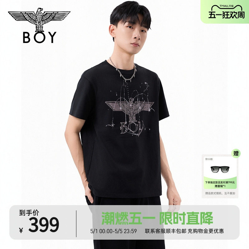 BOYLONDON流星经典老鹰潮牌时尚街头短袖夏季男女同款T恤N01318