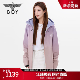 BOYLONDON春季 渐变色户外潮牌连帽拉链夹克外套N23037 男女同款