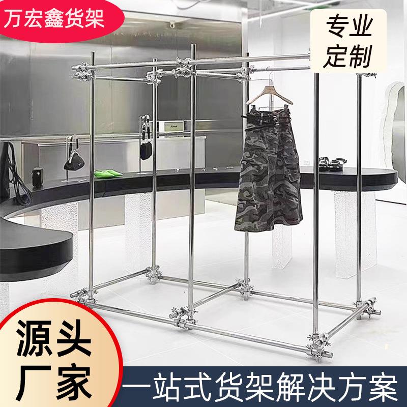 服装鞋店鞋架不锈钢展示架直播间陈列展示架子高度可调货架精品