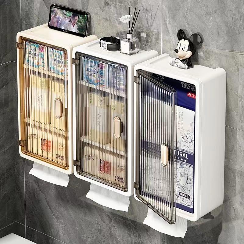 卫生间免打孔壁挂柜化妆品护肤品收纳盒厕纸盒浴室防水防潮置物架