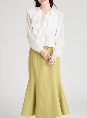 UMII日本代购 celford 联名款荷叶边珍珠上衣 CWFB254054