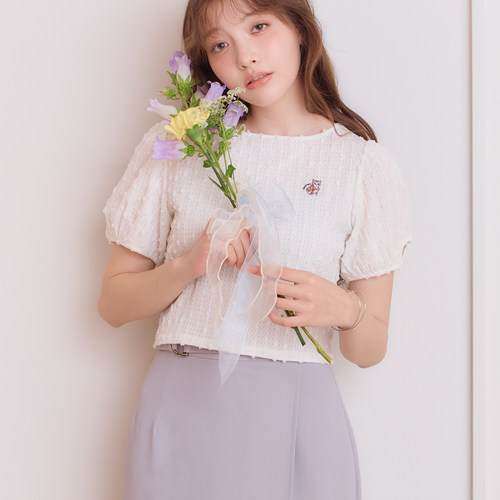 日本代购 现货速发 lillian carat预约7月初猫咪刺绣短袖45521004