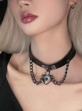 高冷御姐爱心choker项链女款暗黑lolita轻奢小众项圈配饰品辣妹潮