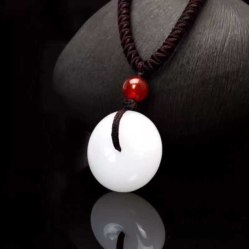 昆仑白玉羊脂级金丝玉平安扣男女