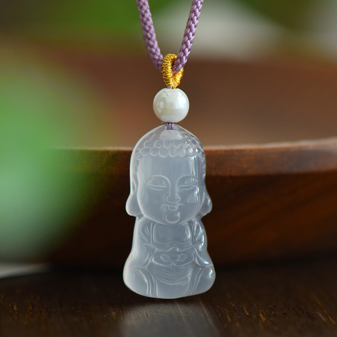 精致高冰玉髓宝宝佛挂件女生项链纯真善良简约百玉石吊坠男生配饰