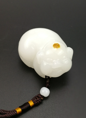 和田羊脂白玉生肖猪把件男女礼物