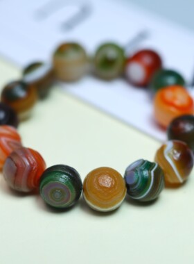 阿拉善圆珠手链男士招财玉佩礼物