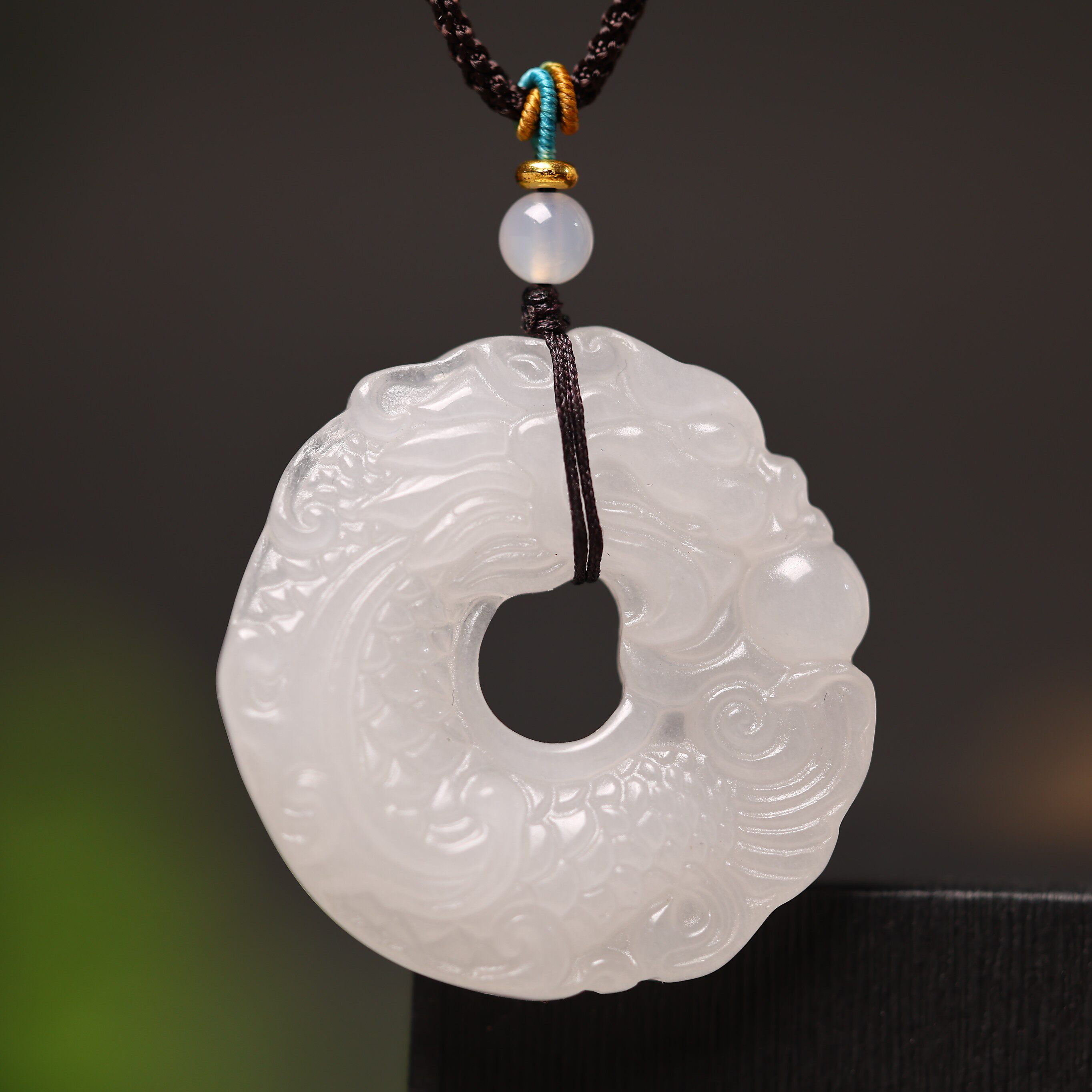 天然金丝玉鱼化龙吊坠男生挂件女生玉石配饰玉佩时尚新品饰品礼物