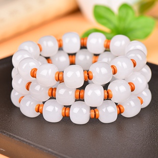 天然金丝玉老型珠手串男士时尚百搭手链高级感送男朋友礼物玉佩