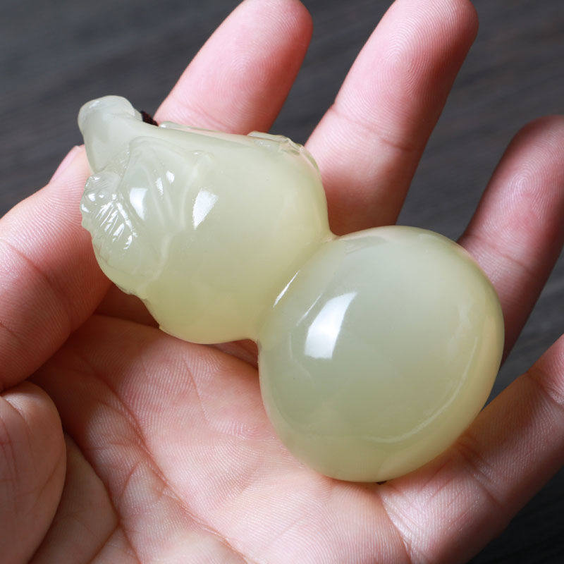 青白玉葫芦手把件福禄双全男女款
