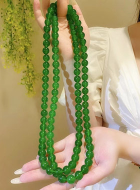 帝王绿玉髓108颗佛珠项链男女款