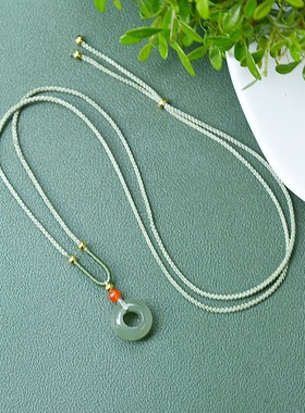 和田玉面包圈吊坠女生项链玉佩