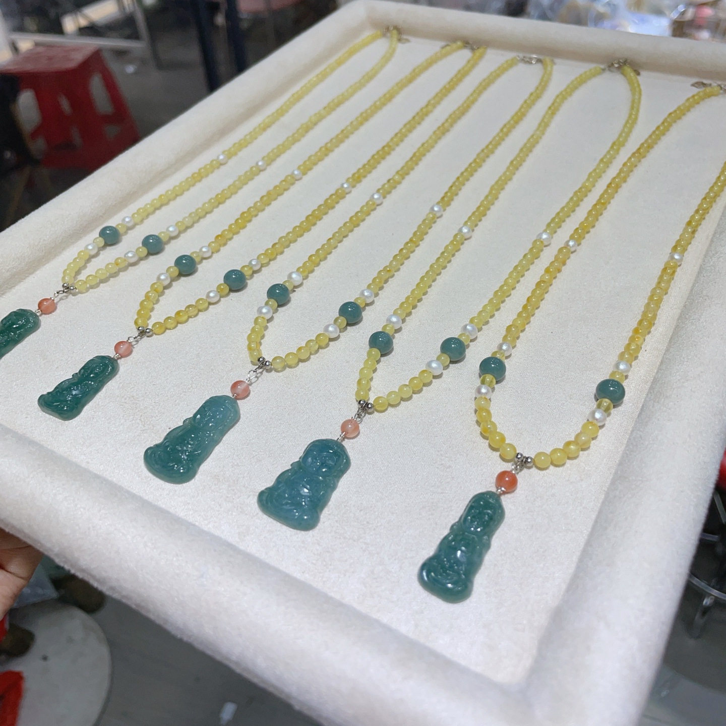 蜜蜡蓝水宝宝佛项链女款挂件时尚
