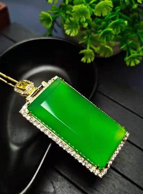 冰种绿玉翡翠无事牌吊坠男女高级