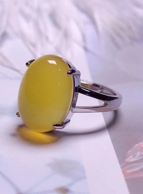 黄玉髓活口戒指女生饰品礼物时尚