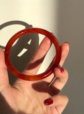 红玛瑙玉髓玉镯女生礼物复古少女