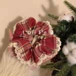 龙年红色千鸟发圈高级氛围感发绳圣诞大肠皮套丸子喜庆头饰橡皮筋