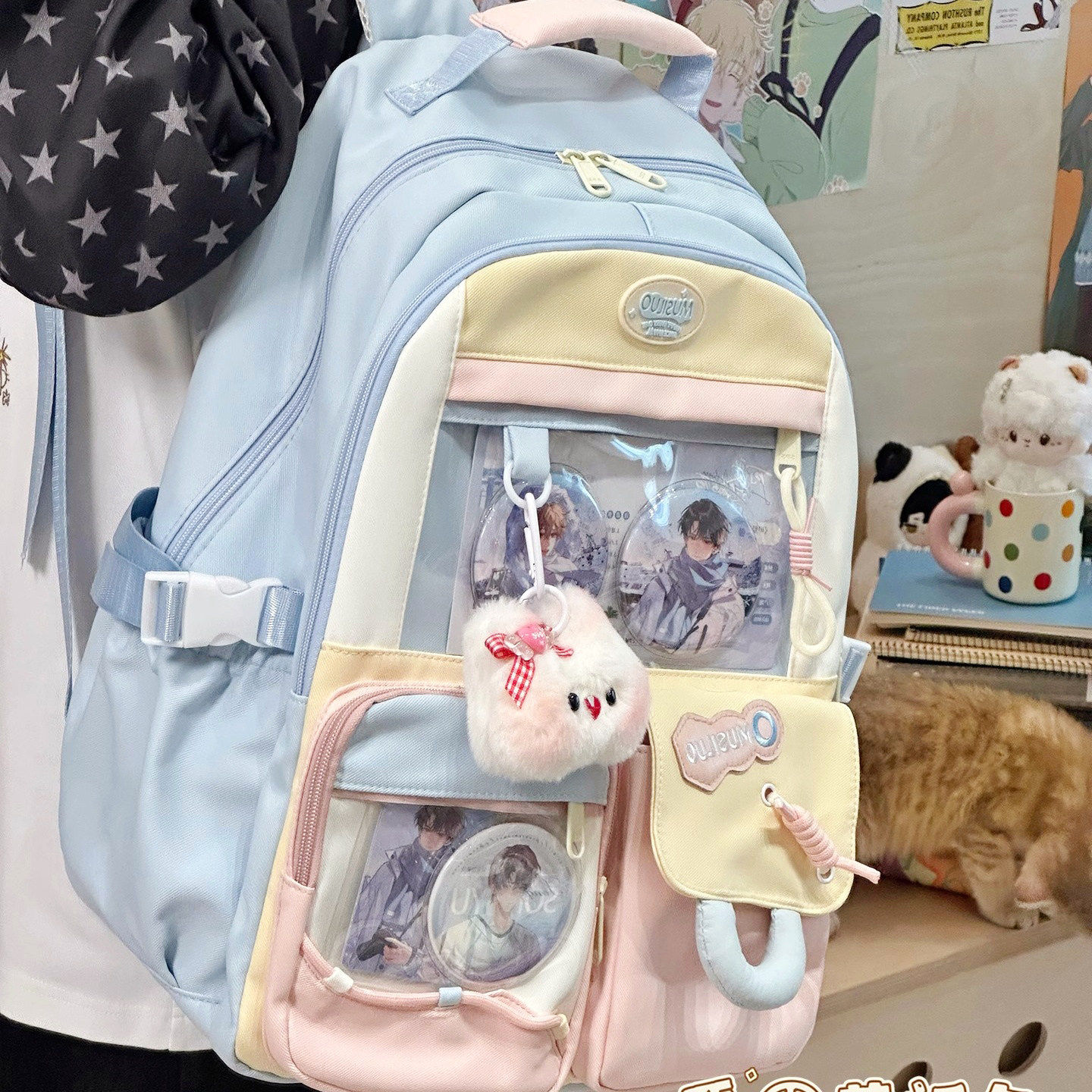 Chic Kiosk高颜值ins风少女书包初中女生高中学生大容量双肩痛包