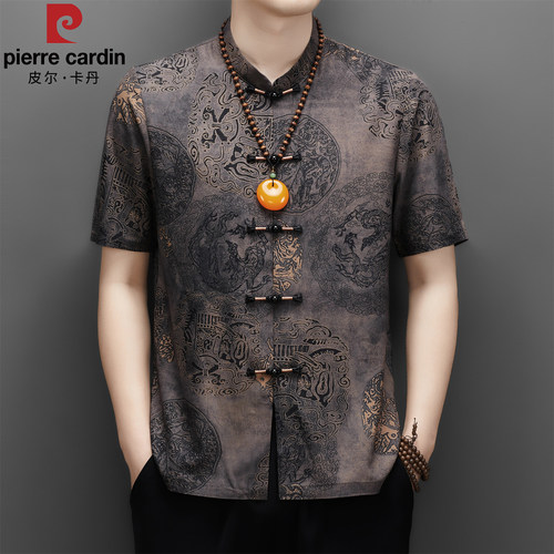 皮尔卡丹夏季新款唐装新款上衣