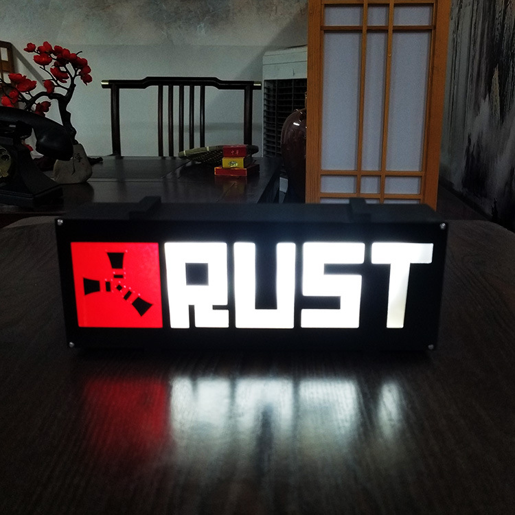 外贸爆款 RUST英雄创意照明实木灯箱游戏led灯家居装饰夜灯气氛灯