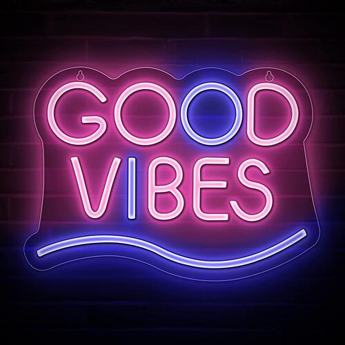 ins外贸新品LED霓虹灯亚克力背板Good Vibes 墙壁装饰卧室USB供电