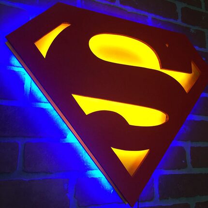 亚马逊爆款 正义联盟超人LED夜灯发光壁灯家饰灯超级英雄标志灯