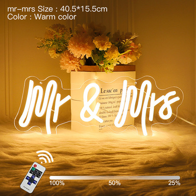 跨境MrMrs霓虹灯求婚纪念日婚礼装饰灯派对酒吧俱乐部礼物厂家批